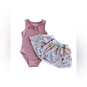 SweetHoney Size 4T Birthday Print Skort and Bodysuit Set